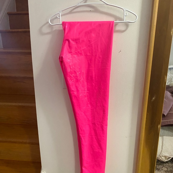 Pink Vegan Leather Pants - Picture 2 of 2